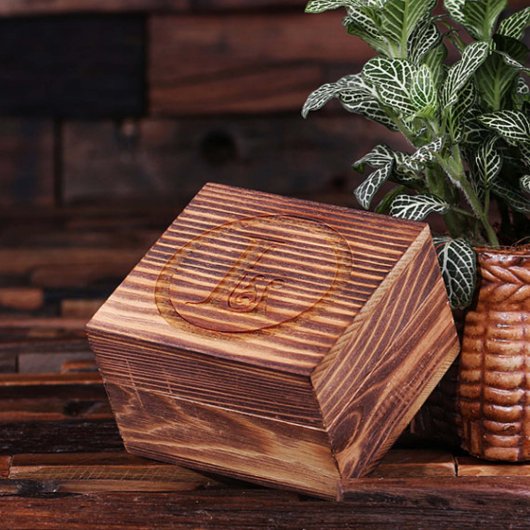 Gift Box and Ivory Monogram Acrylic Keychain (Front Right)