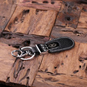 Gift Box and Script Monogram Leather Keychain (Top)