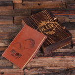 Gift Box & Baby Silhouette Brown Leather Notebook<br><div class="desc">This set includes 1 leather journal (100 blank pages) and 1 wood box. Both can be personalized differently. Pen is not included. Shown for context</div>