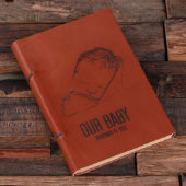 Gift Box & Baby Silhouette Brown Leather Notebook (Top)
