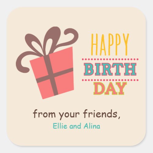 Gift box Birthday Party Square Sticker