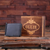Gift Box & Black Bifold Card Holder Leather Wallet (Front)