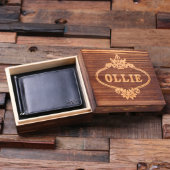 Gift Box & Black Initial Monogram Leather Wallet (Inside)