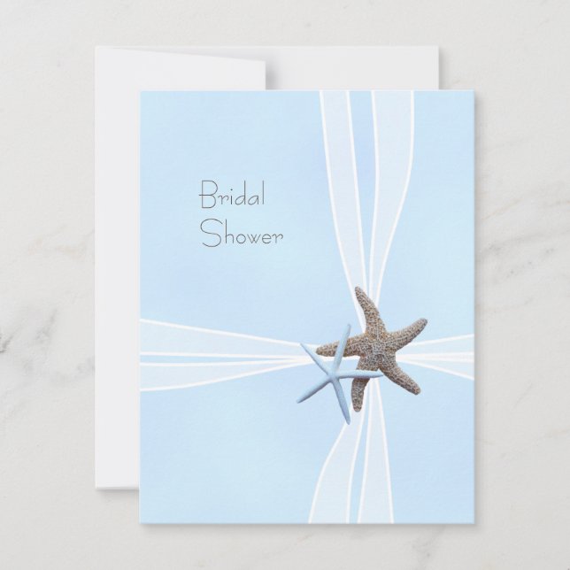 Gift Box Blue Starfish Shower Invitations (Front)