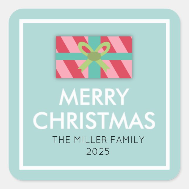 Gift-box Christmas Square Sticker (Front)