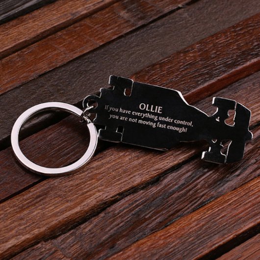 Gift Box & Cool Engraved Race Car Keychain (Bottom)