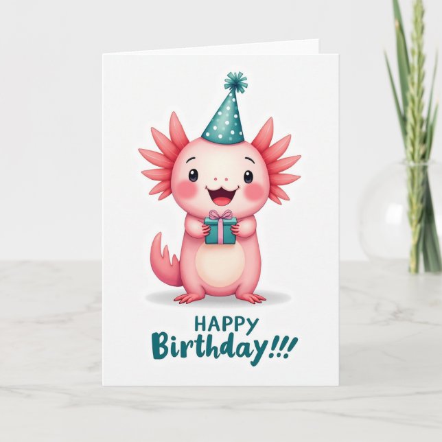 Gift Box Creature Birthday Card (Front)