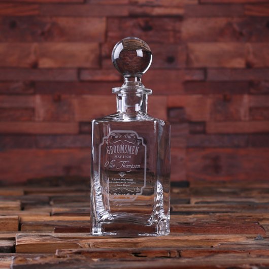 Gift Box & Elegant Engraved Whiskey Decanter (Front)