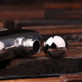Gift Box & Engraved 6 oz. Stainless Steel Flask (Flask Lid)