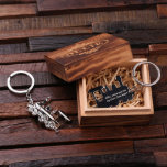 Gift Box & Engraved Steam Train Steel Keychain<br><div class="desc">Personalized polished stainless steel key chain. Includes 1 keychain. Photo is to show front/back.</div>