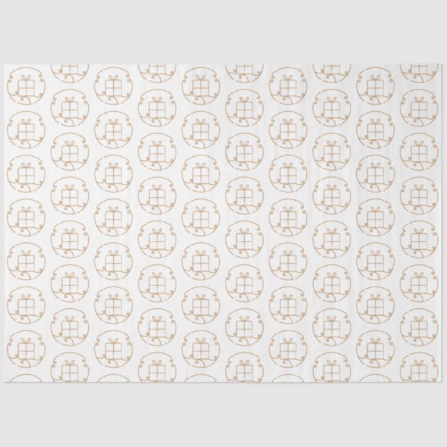 Gift Box Gold Illustration Tissue Paper (Front)