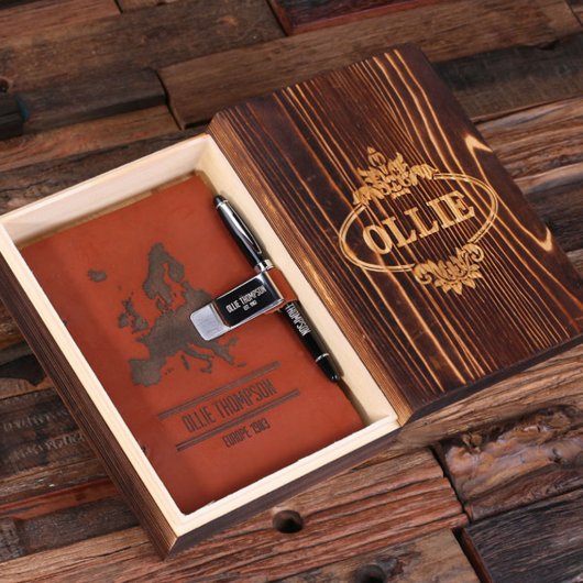 Gift Box Set of Pen and Leather Travel Journal (Inside)