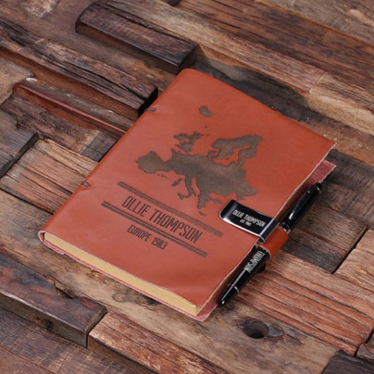 Gift Box Set of Pen and Leather Travel Journal (Top)