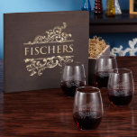 Gift Box Set with Livingston Stemless Wine Glass<br><div class="desc">Made from rich maple wood, and then stained a subtle walnut hue, our gift box set gives you the chance to show your appreciation by giving a personalized gift set with their name and the year engraved at no additional charge. Each wine glass is crafted from premium materials and holds...</div>