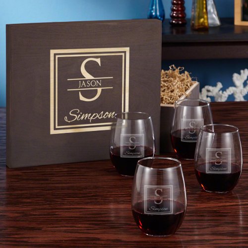Gift Box Set with Oakhill Stemless Wine Glasses