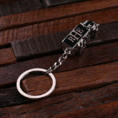 Gift Box & Silver Classic Monogram Steel Keychain (Back Right)
