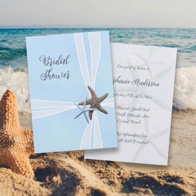 Gift Box Starfish Square Shower Invitations (Creator Uploaded)