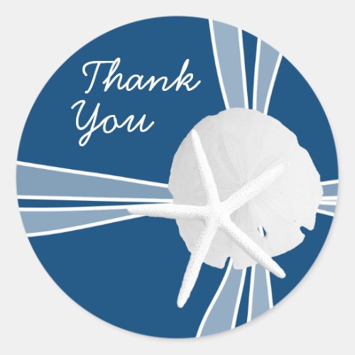 Gift Box Thank You Stickers Navy Blue Classic Round Sticker