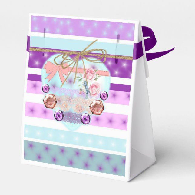 Gift Box Turquoise Mauve Star (Back Side)