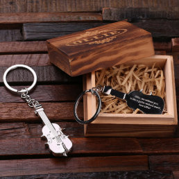 Gift Box &amp; Unique Etched Violin Steel Keychain