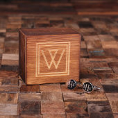 Gift Box & Unique Single Initial Oval Cufflinks (Front)