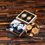Gift Box w/ Beautiful Engraved His & Hers Watches<br><div class="desc">His & Hers stylish,  eco-friendly wood wristwatch,  engraved with your personalized text,  comes with gift box. Constructed from durable bamboo wood and leather straps,  manufactured with high-quality Japanese made quartz movements.</div>