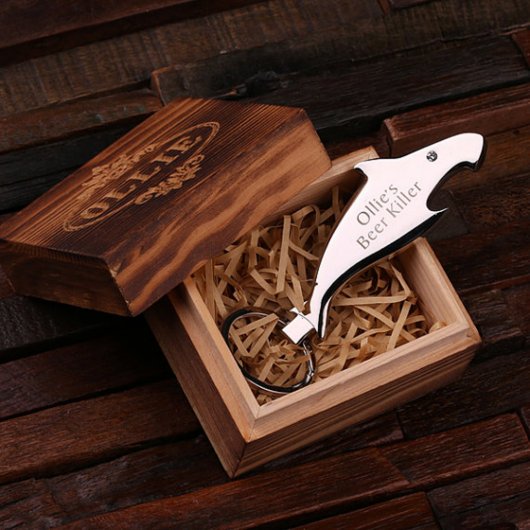 Gift Box w/ Shark Shaped Bottle Opener & Keychain (Inside)