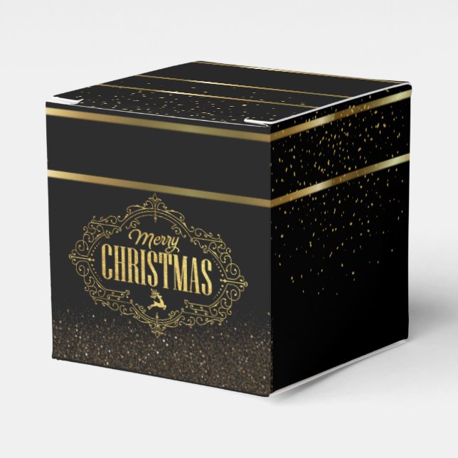 Gift Box with Black Christmas with Gold (Front Side)