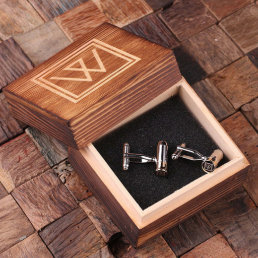 Gift Box with Engraved Bullet Shaped Cufflinks