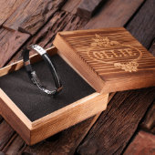 Gift Box with Stylish Steel and Leather Bracelet (Inside)