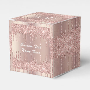 Gift Boxes Rose Gold Glitter Personalized Text