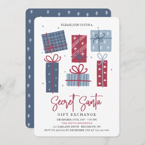 Gift Boxes Secret Santa Gift Exchange Christmas Invitation