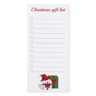 Gift Boxes With A Santa Hat - Christmas Gift List Magnetic Notepad