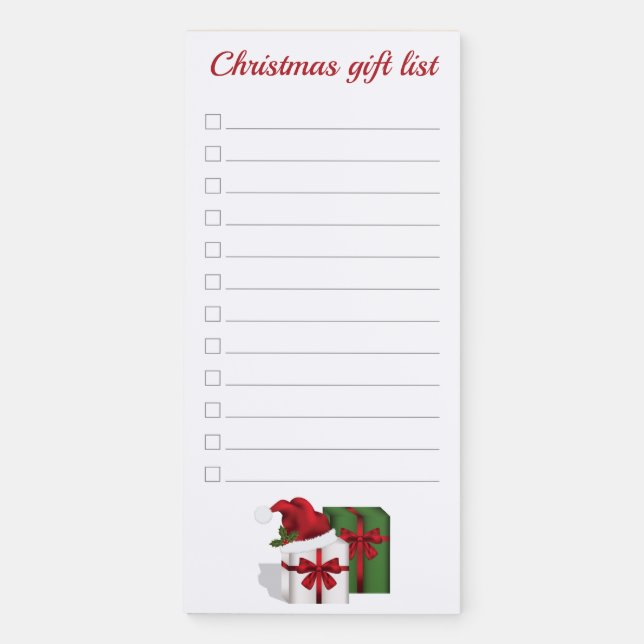 Gift Boxes With A Santa Hat - Christmas Gift List Magnetic Notepad (Front)
