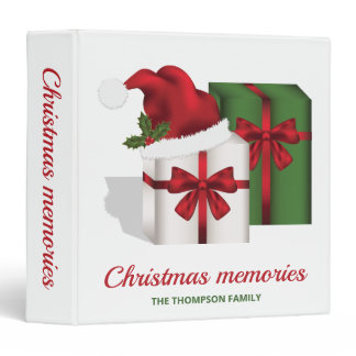 Gift Boxes With A Santa Hat - Christmas Memories 3 Ring Binder