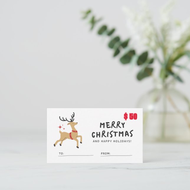 Gift card $50 for Marry Christmas (Standing Front)