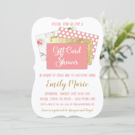 Gift Card Baby Shower Girl Pink and Gold Zazzle