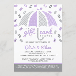 Gift Card Baby Shower Invitation, Purple, Gray