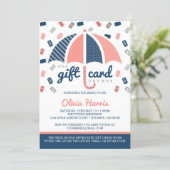 Gift Card Bridal Shower Invitation, Navy, Coral (Standing Front)