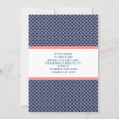 Gift Card Bridal Shower Invitation, Navy, Coral (Back)