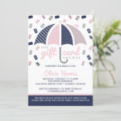 Gift Card Bridal Shower Invitation, Navy, Pink (Standing Front)