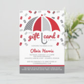 Gift Card Bridal Shower Invitation, Red, Gray (Standing Front)