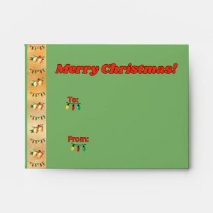 Gift Card Envelope Christmas Lights and Bells Art
