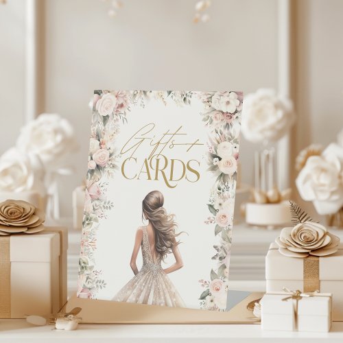 Gift  Cards Wedding Gown Dress Bridal Shower Pedestal Sign