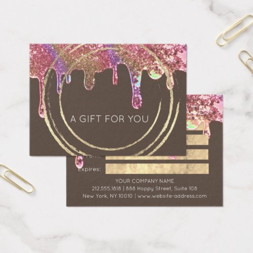 Gift Certificate Beauty Hair Makeup Drip Brown