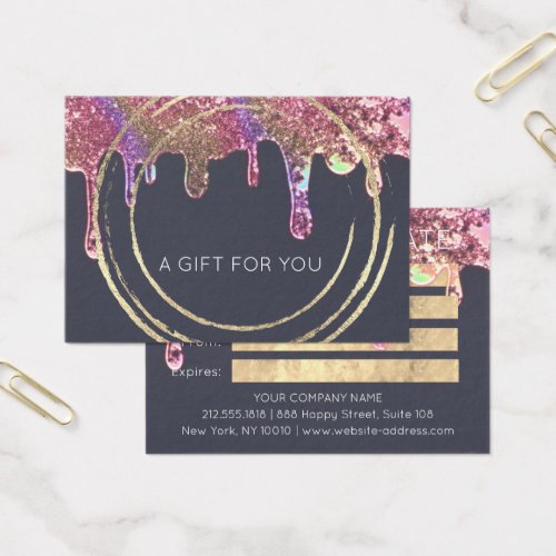 Gift Certificate Beauty Hair Makeup Gold Drips