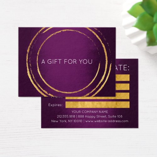 Gift Certificate Beauty Hair Makeup Gold Purple