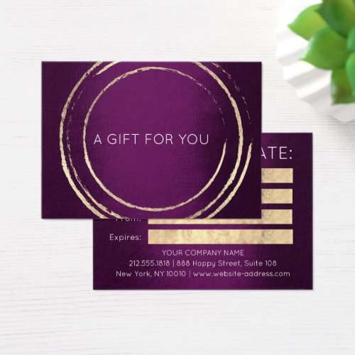 Gift Certificate Beauty Hair Makeup Gold Violet