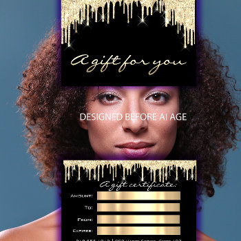 Gift Certificate Black Gold Eyelash Makeup Hair by luxury_luxury at Zazzle