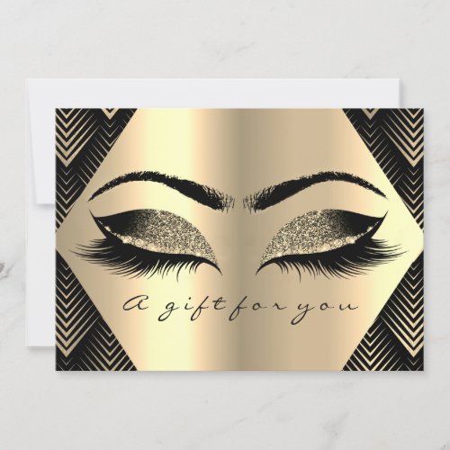 Gift Certificate Black Gold Lashes Makeup Art Deco